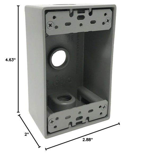 1 Gang Outlet Box - Wet Locations 1/2" 3 Holes
